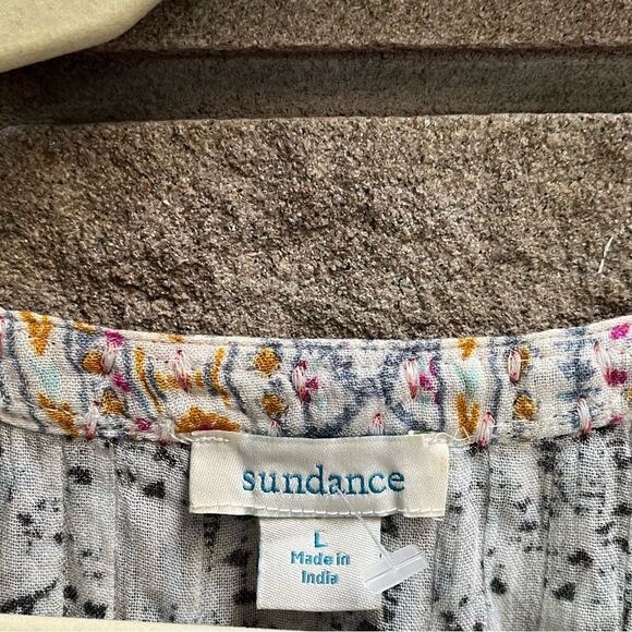 Sundance WANDRESS Pullover Peasant Boho Top Blouse White Blue Tassels Large - Picture 7 of 10